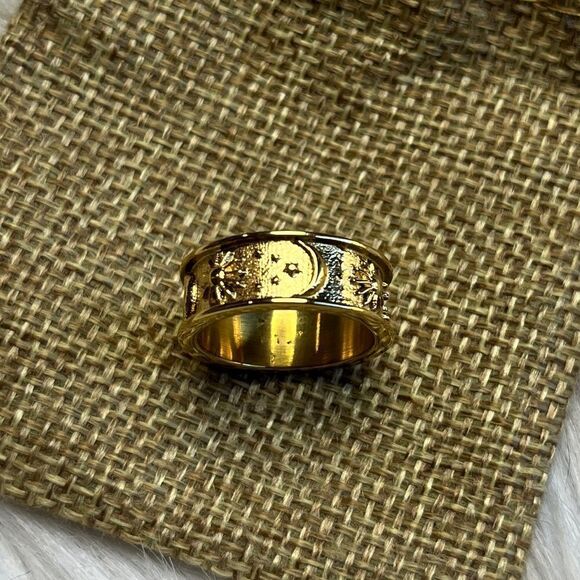 Celestial Bohemian wide ring Gold Size 4.5 - Picture 4 of 4